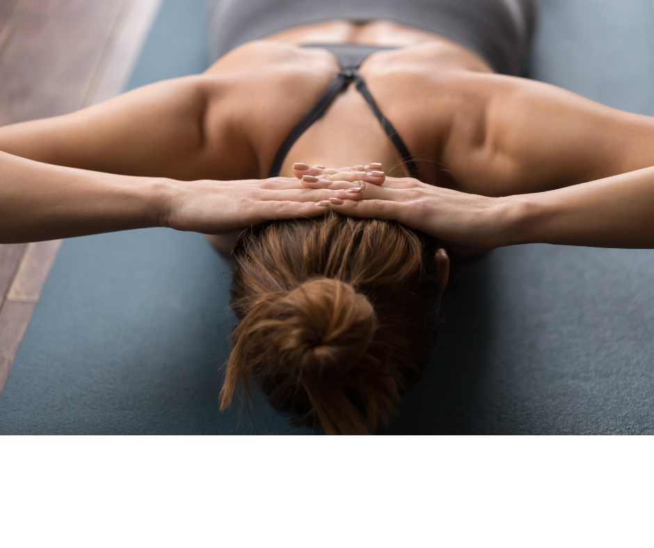 woman on stomach using extensors to raise up 