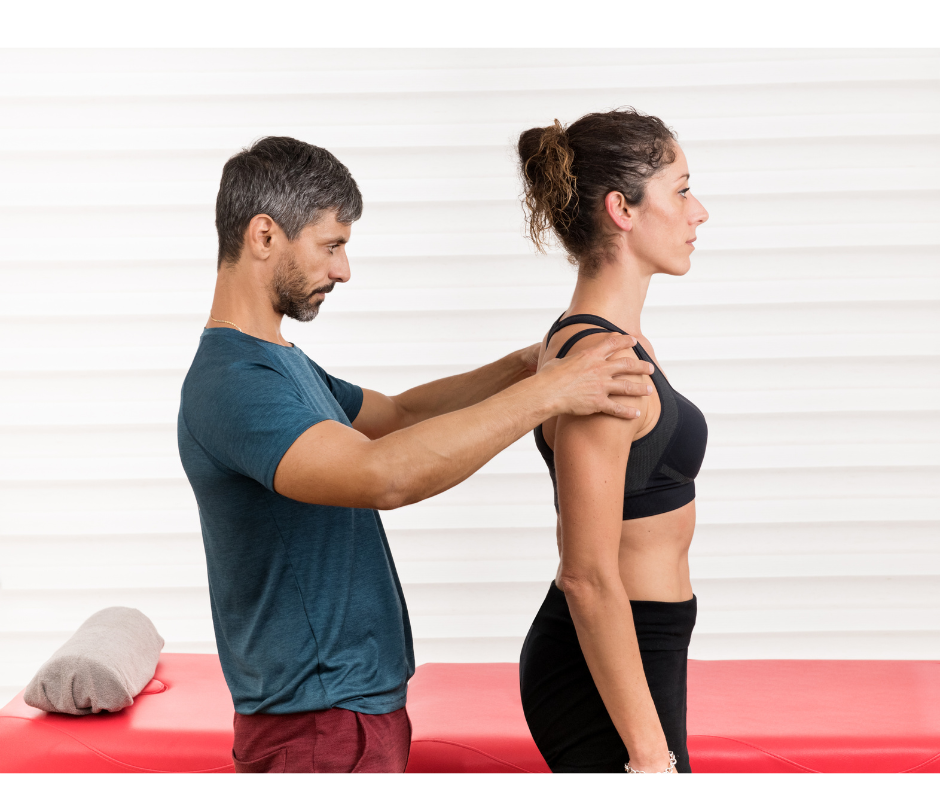 chiropractor observing posture of a standing patient