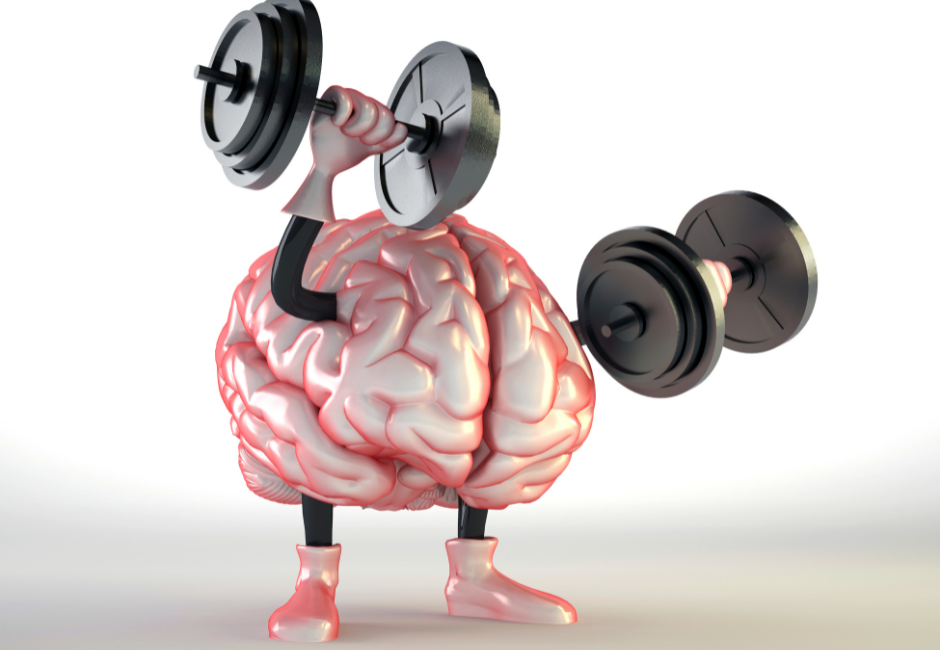 a brain lifting weights. hilarious